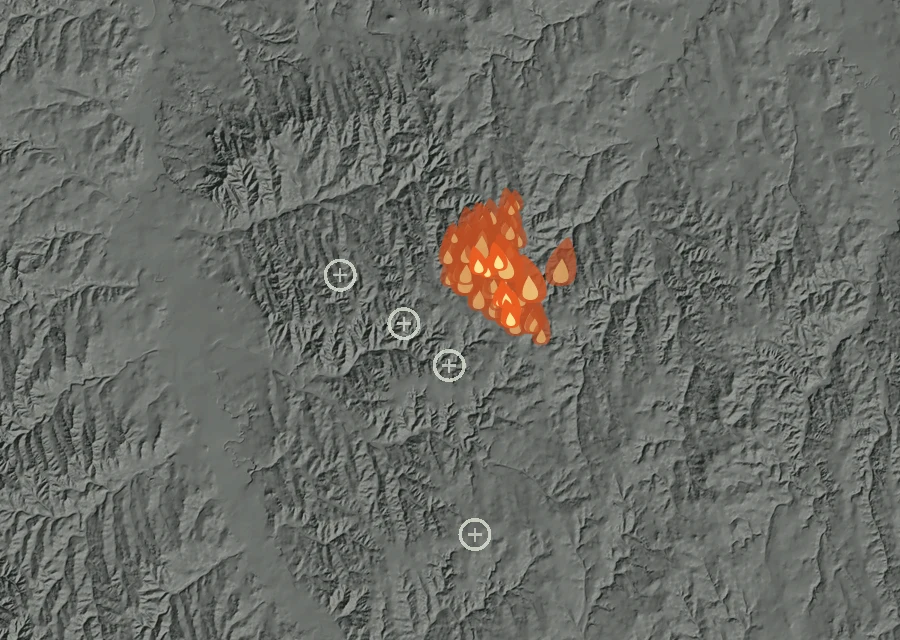 Map for Sat 5 Sep: flames mark every place that gave off heat that day.