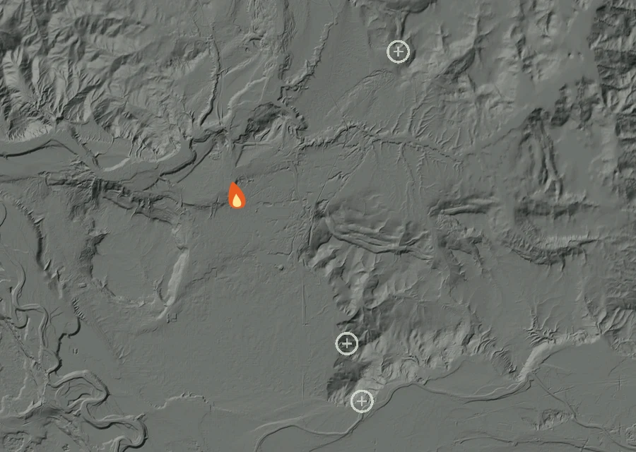 Animated map of the Fairview Fire across the whole record, with a time bar along the bottom showing energy released and the local date.