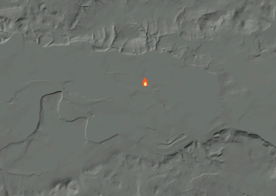 Animated map of the Falls Fire across the whole record, with a time bar along the bottom showing energy released and the local date.