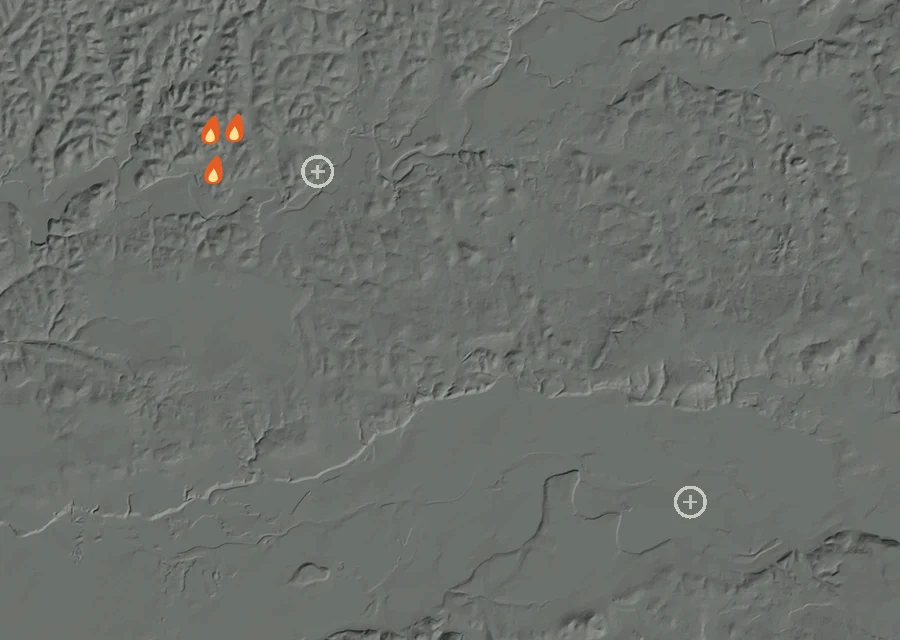 Animated map of the Fields Fire across the whole record, with a time bar along the bottom showing energy released and the local date.