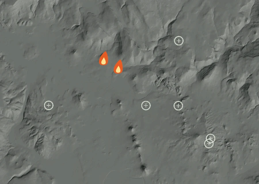 Animated map of the Forty Four Fire across the whole record, with a time bar along the bottom showing energy released and the local date.