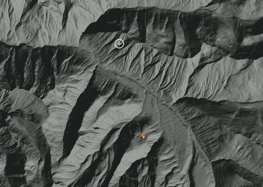 Map for Wed 26 Aug: flames mark every place that gave off heat that day.