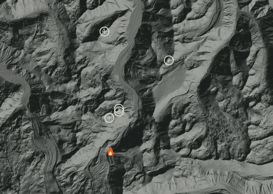 Map for Wed 7 Oct: flames mark every place that gave off heat that day.