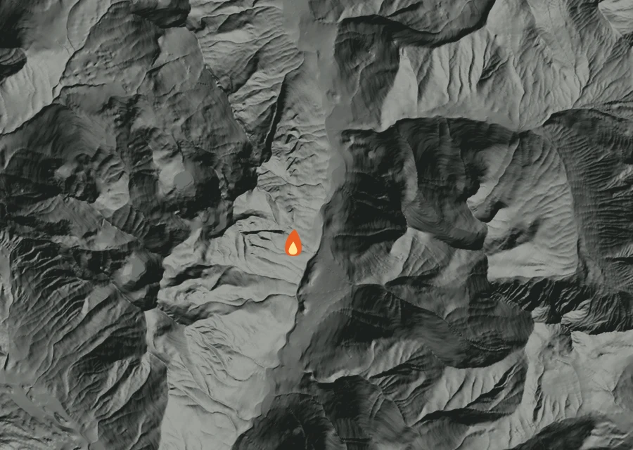 Animated map of the Goat Fire across the whole record, with a time bar along the bottom showing energy released and the local date.
