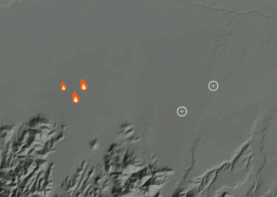 Animated map of the Hanger Fire across the whole record, with a time bar along the bottom showing energy released and the local date.