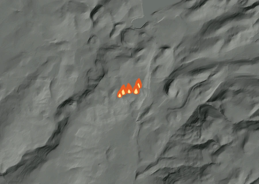 Animated map of the Hidden Meadow Fire across the whole record, with a time bar along the bottom showing energy released and the local date.
