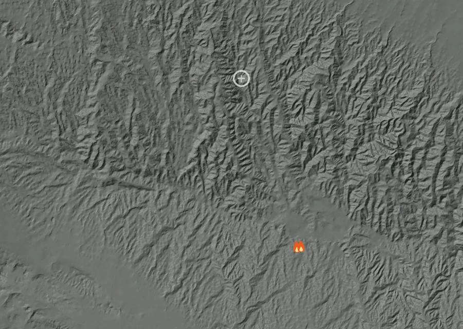 Map for Tue 1 Sep: flames mark every place that gave off heat that day.