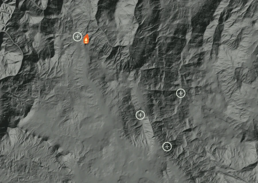 Animated map of the Horse Fire across the whole record, with a time bar along the bottom showing energy released and the local date.
