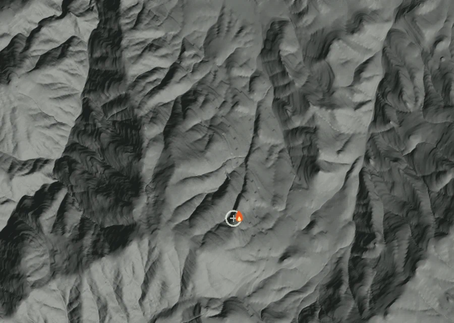 Animated map of the I-5 Mm 9 Sb Fire across the whole record, with a time bar along the bottom showing energy released and the local date.
