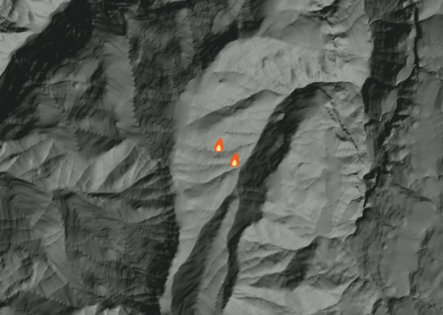 Animated map of the Jack Creek Fire across the whole record, with a time bar along the bottom showing energy released and the local date.