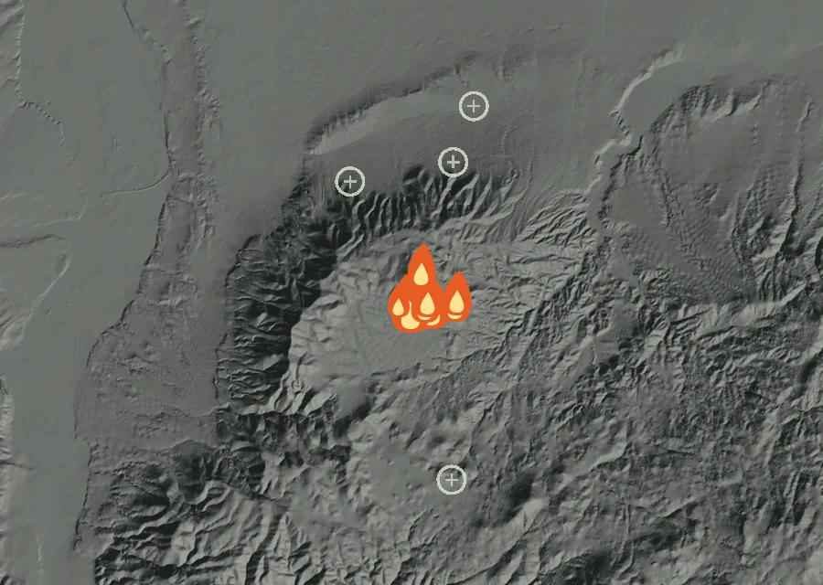 Animated map of the Juniper Fire across the whole record, with a time bar along the bottom showing energy released and the local date.