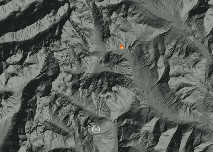Map for Mon 7 Sep: flames mark every place that gave off heat that day.