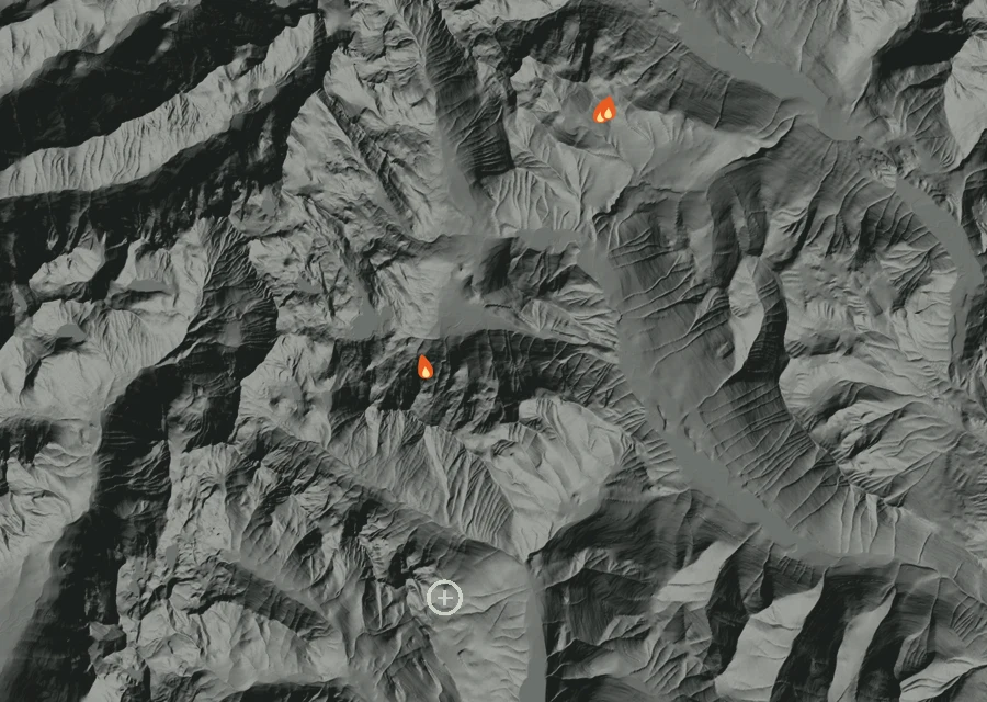 Map for Thu 10 Sep: flames mark every place that gave off heat that day.