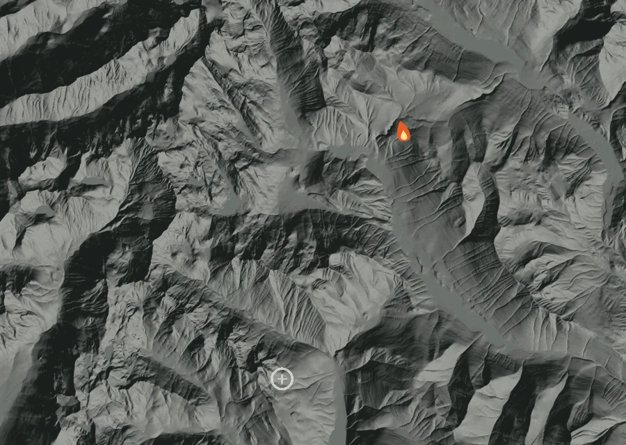 Map for Wed 23 Sep: flames mark every place that gave off heat that day.