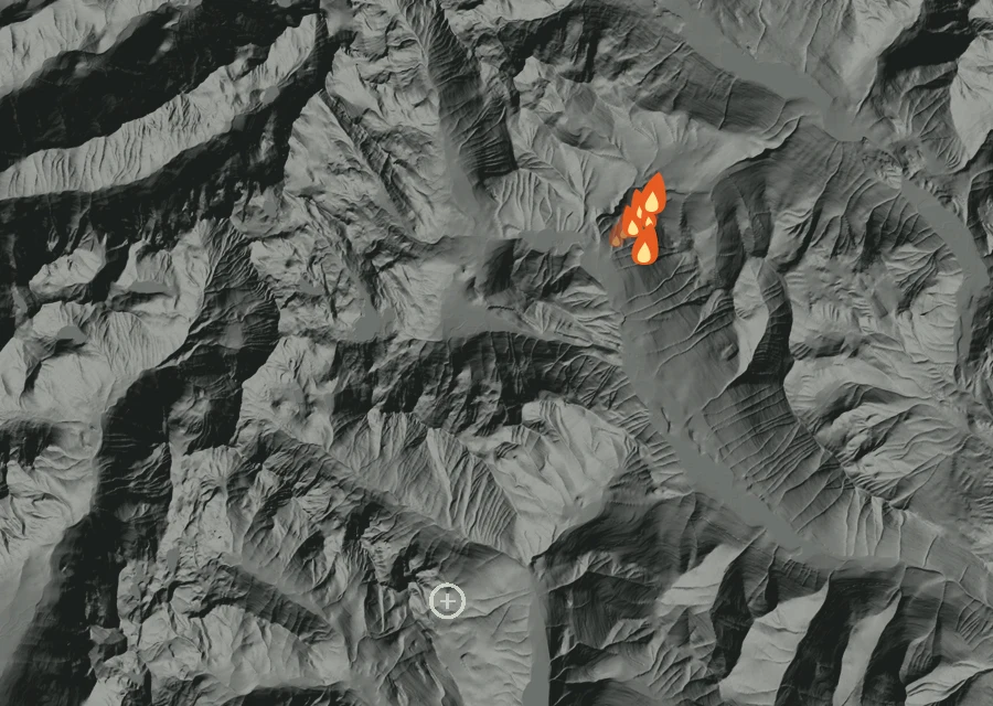 Map for Thu 8 Oct: flames mark every place that gave off heat that day.