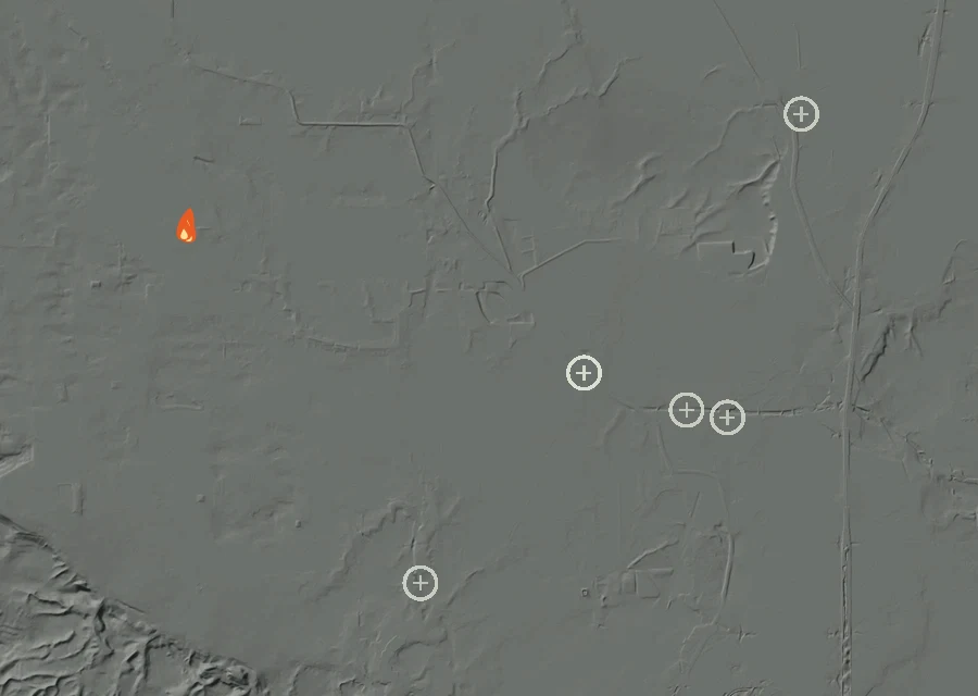 Map for Sat 29 Aug: flames mark every place that gave off heat that day.