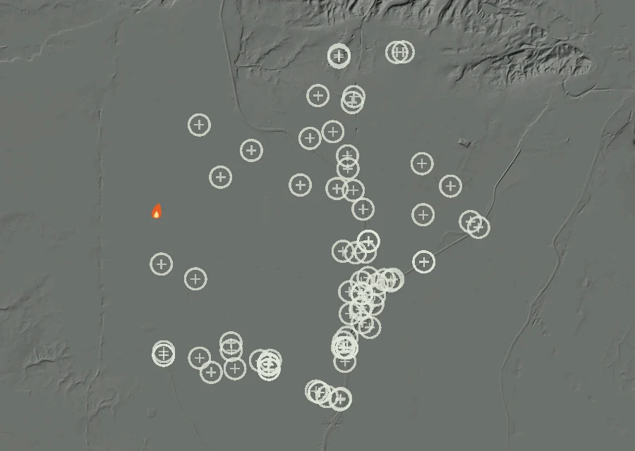 Animated map of the Lac-297330 Fire across the whole record, with a time bar along the bottom showing energy released and the local date.