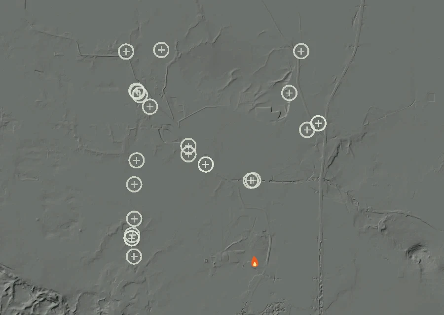 Map for Wed 9 Sep: flames mark every place that gave off heat that day.