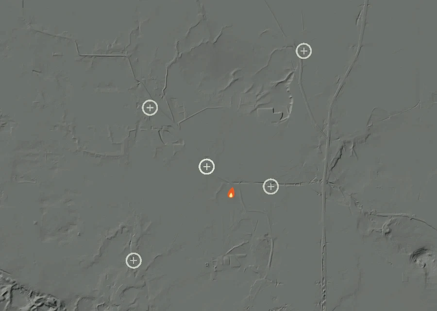 Map for Sat 29 Aug: flames mark every place that gave off heat that day.
