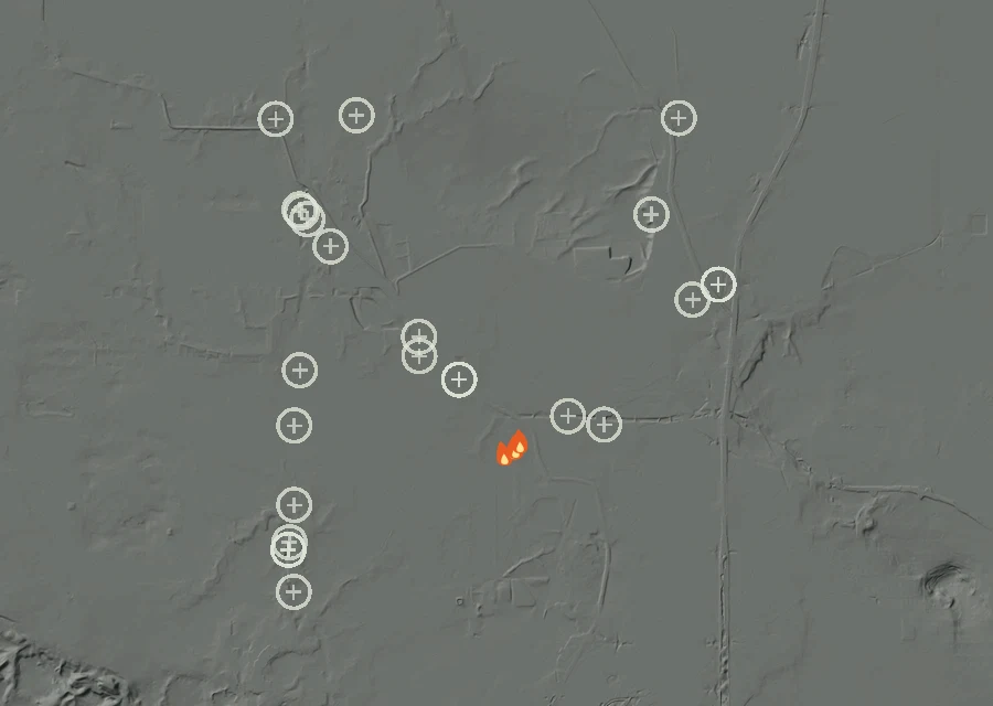 Map for Thu 10 Sep: flames mark every place that gave off heat that day.