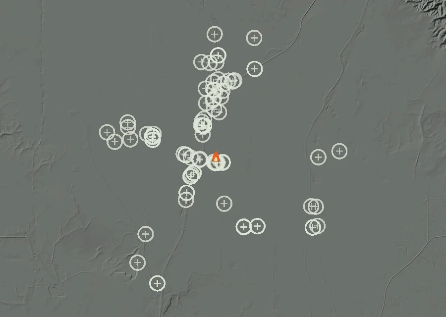 Animated map of the Lac-303842 Fire across the whole record, with a time bar along the bottom showing energy released and the local date.