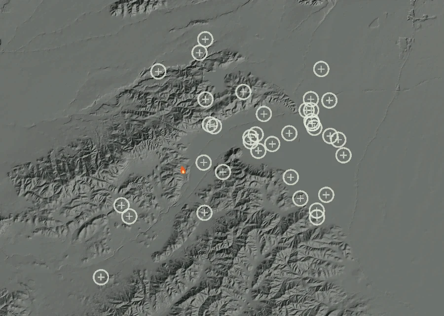 Map for Wed 16 Sep: flames mark every place that gave off heat that day.