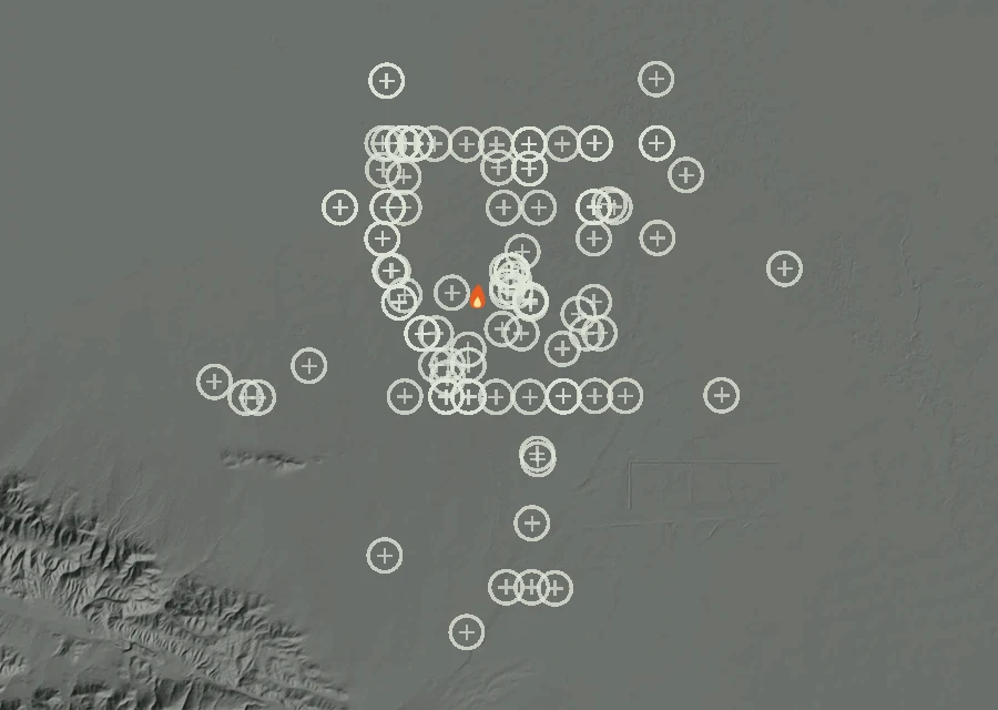 Animated map of the Lac-311844 Fire across the whole record, with a time bar along the bottom showing energy released and the local date.