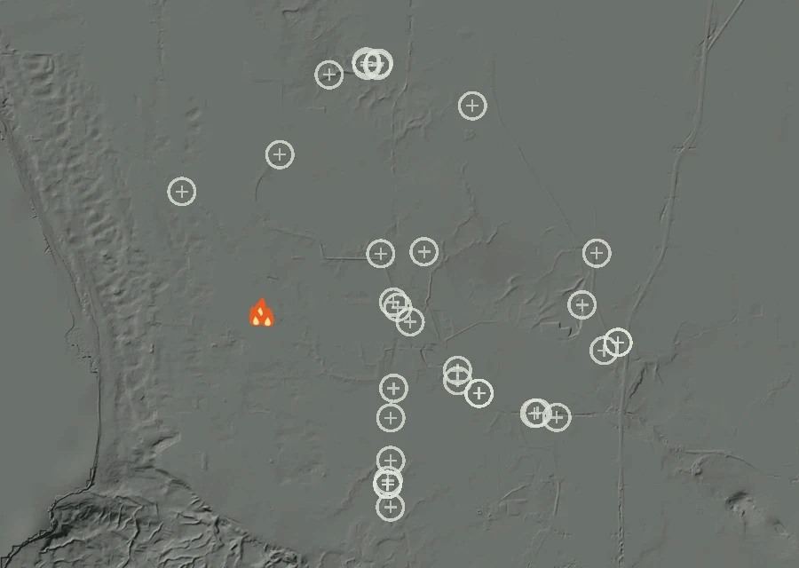 Map for Fri 11 Sep: flames mark every place that gave off heat that day.