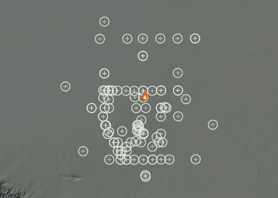 Animated map of the Lac-313932 Fire across the whole record, with a time bar along the bottom showing energy released and the local date.