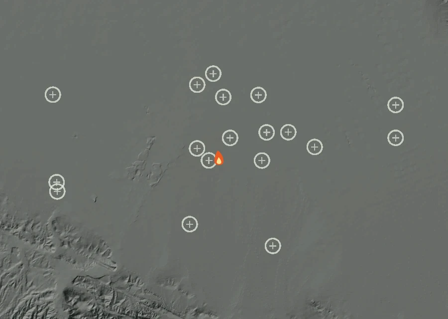 Animated map of the Lac-314236 Fire across the whole record, with a time bar along the bottom showing energy released and the local date.