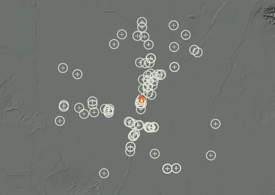 Animated map of the Lac-315330 Fire across the whole record, with a time bar along the bottom showing energy released and the local date.