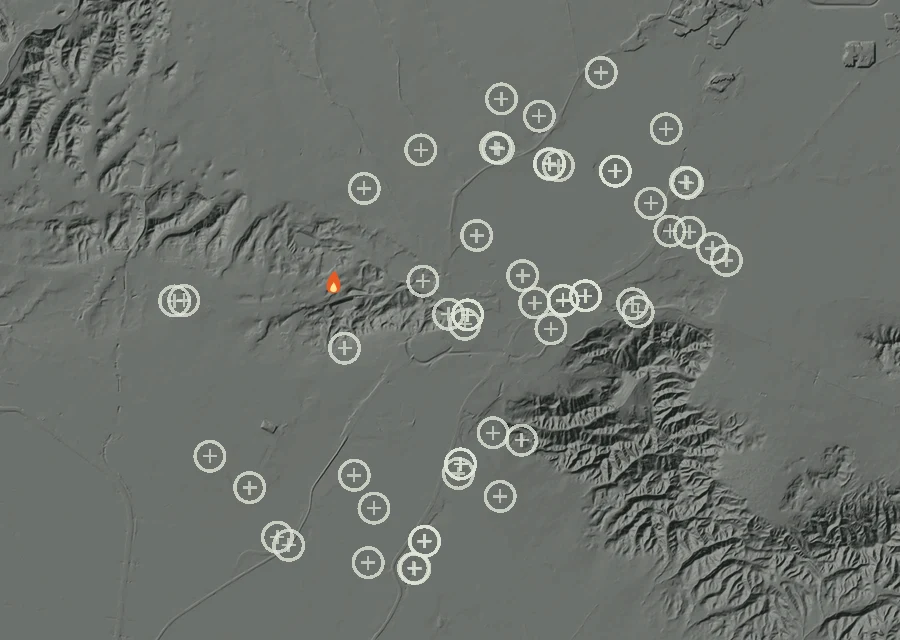 Animated map of the Lac-325444 Fire across the whole record, with a time bar along the bottom showing energy released and the local date.