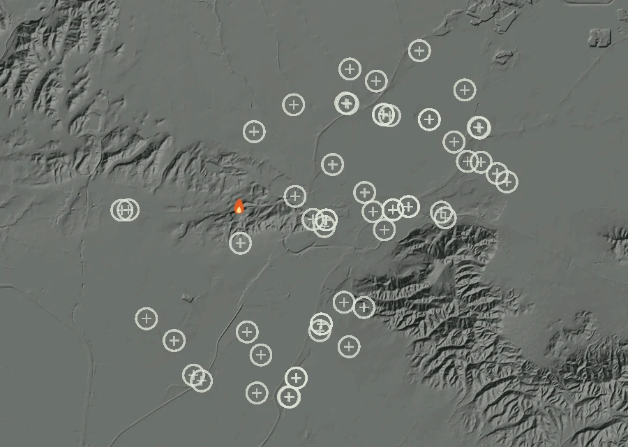 Map for Fri 11 Sep: flames mark every place that gave off heat that day.