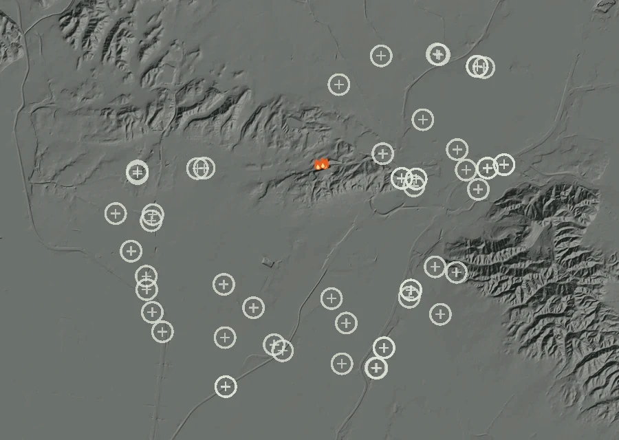 Animated map of the Lac-332672 Fire across the whole record, with a time bar along the bottom showing energy released and the local date.