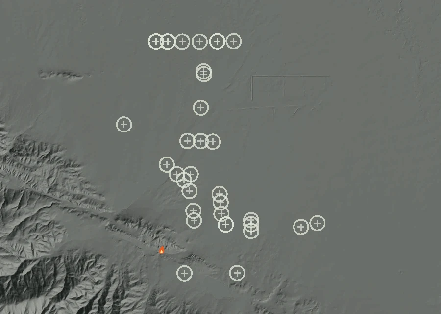 Map for Tue 22 Sep: flames mark every place that gave off heat that day.