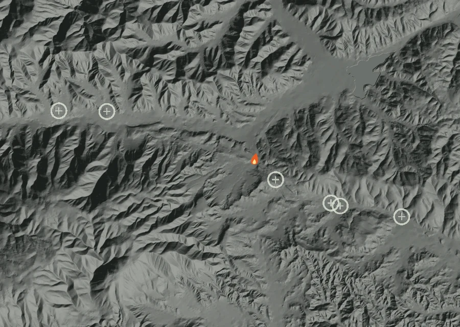 Animated map of the Lac-341462 Fire across the whole record, with a time bar along the bottom showing energy released and the local date.