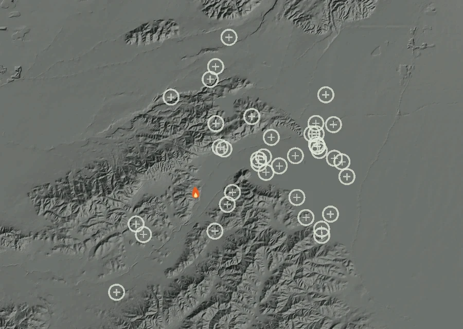 Map for Fri 2 Oct: flames mark every place that gave off heat that day.