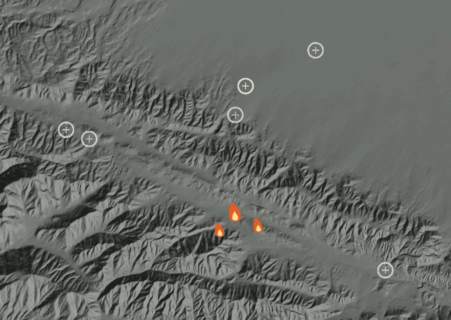 Animated map of the Lac-352524 Fire across the whole record, with a time bar along the bottom showing energy released and the local date.