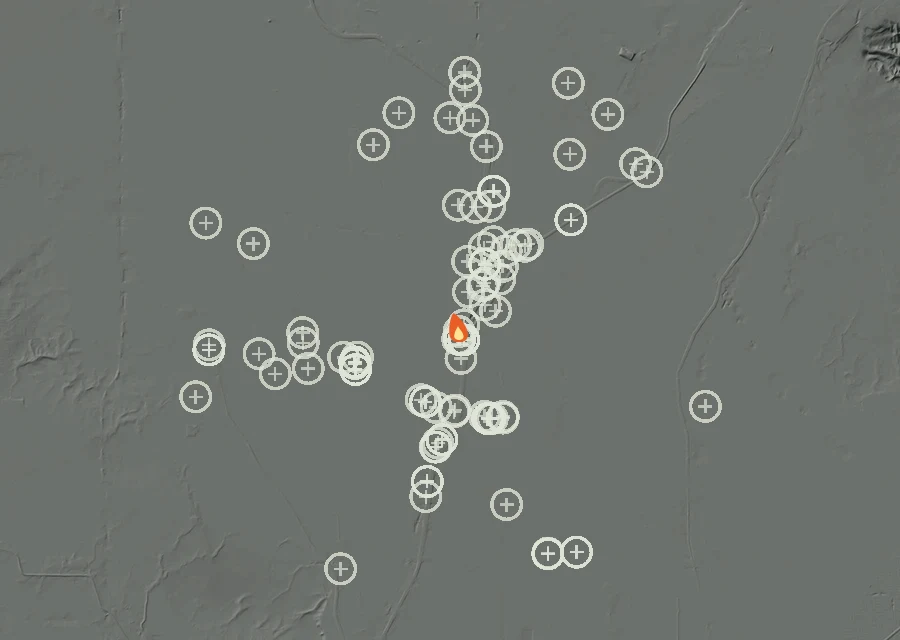 Animated map of the Lac-357641 Fire across the whole record, with a time bar along the bottom showing energy released and the local date.