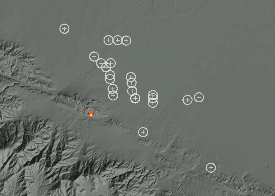 Animated map of the Lac-358020 Fire across the whole record, with a time bar along the bottom showing energy released and the local date.