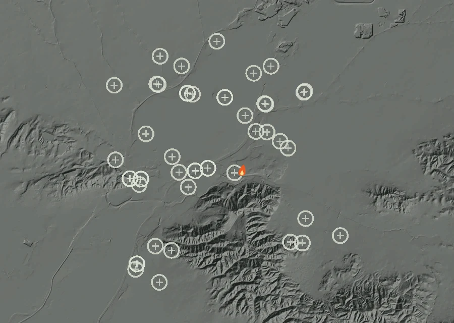 Animated map of the Lac-363766 Fire across the whole record, with a time bar along the bottom showing energy released and the local date.