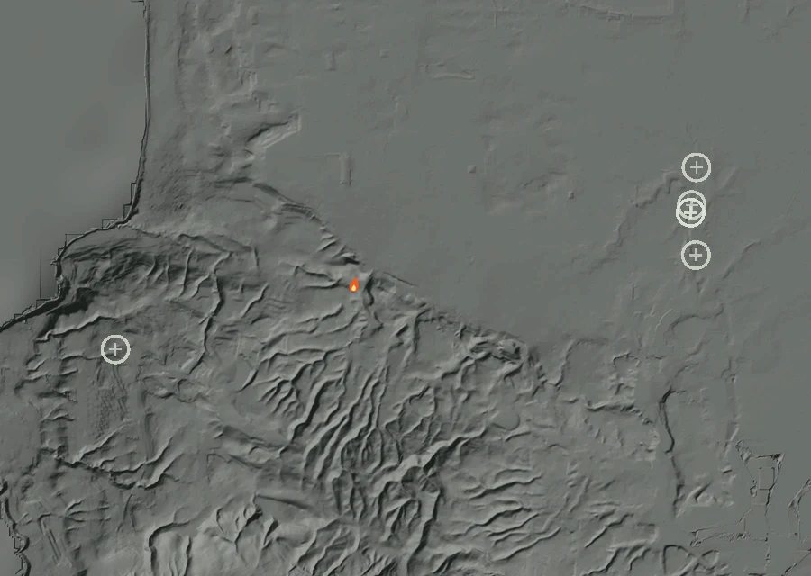 Map for Thu 15 Oct: flames mark every place that gave off heat that day.