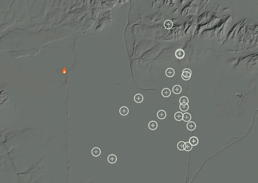 Animated map of the Lac-372070 Fire across the whole record, with a time bar along the bottom showing energy released and the local date.