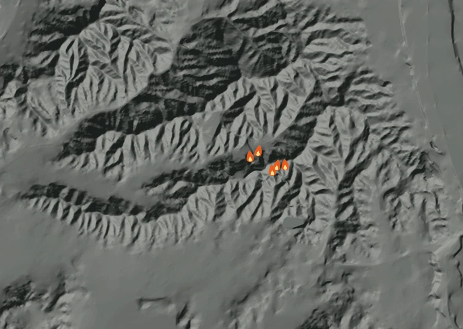Animated map of the Lac-379048 Fire across the whole record, with a time bar along the bottom showing energy released and the local date.
