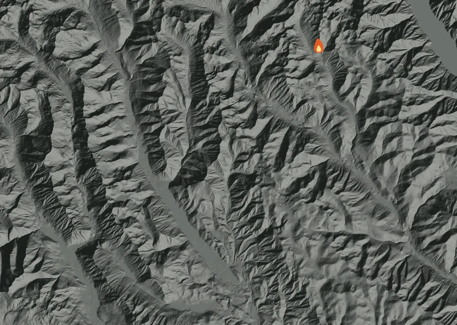 Map for Tue 8 Sep: flames mark every place that gave off heat that day.