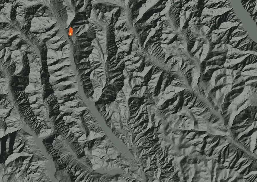 Map for Mon 21 Sep: flames mark every place that gave off heat that day.