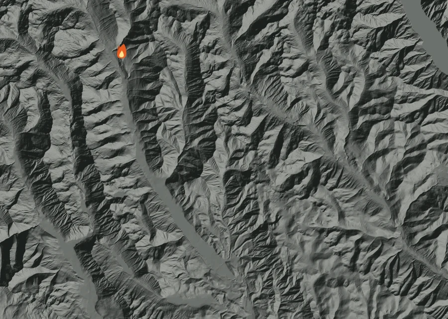 Map for Wed 23 Sep: flames mark every place that gave off heat that day.