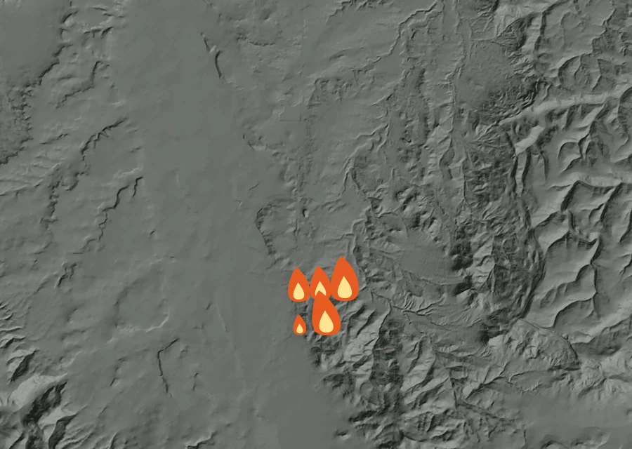 Animated map of the Lookout Fire across the whole record, with a time bar along the bottom showing energy released and the local date.