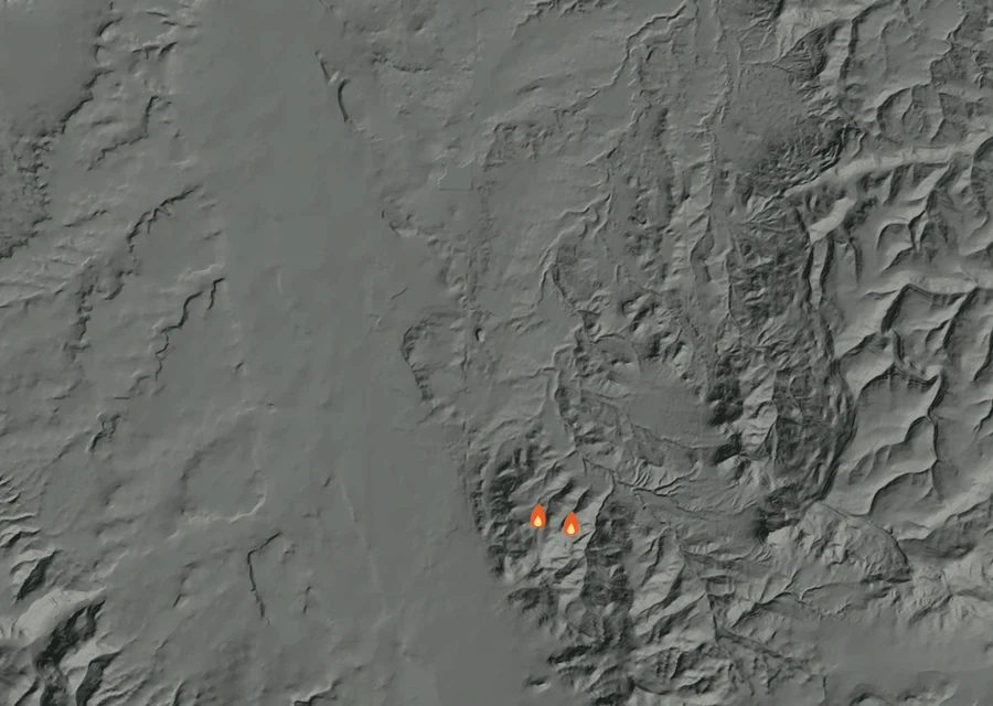 Map for Tue 8 Sep: flames mark every place that gave off heat that day.