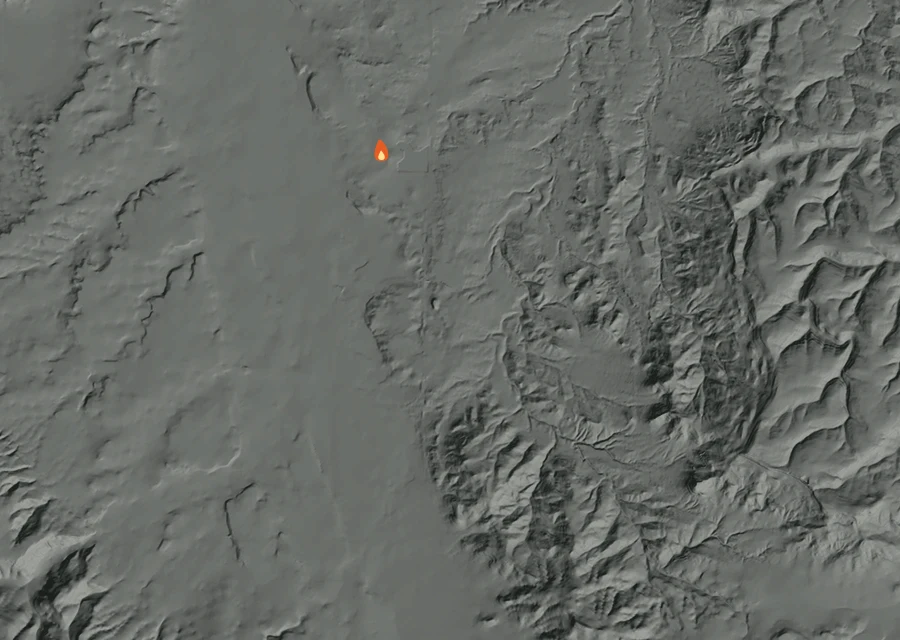 Map for Wed 14 Oct: flames mark every place that gave off heat that day.